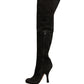 Black Suede Heels Knee High Boots Shoes