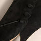 Black Suede Heels Knee High Boots Shoes