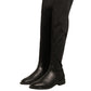 Black Leather Suede Flats High Boots Shoes