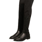 Black Leather Suede Flats High Boots Shoes