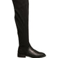 Black Leather Suede Flats High Boots Shoes