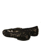 Black Taormina Lace Slip On Flats Shoes