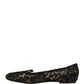 Black Taormina Lace Slip On Flats Shoes