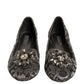 Silver Crystal Loafer Lace Ballet Flats Shoes