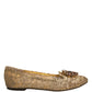Gold Crystal Loafer Lace Ballet Flats Shoes