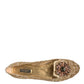 Gold Crystal Loafer Lace Ballet Flats Shoes