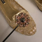 Gold Crystal Loafer Lace Ballet Flats Shoes