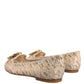 Beige Crystal Loafer Lace Ballet Flats Shoes