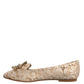 Beige Crystal Loafer Lace Ballet Flats Shoes