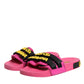 Fuchsia Neoprene Slides Flats Beachwear Shoes