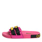 Fuchsia Neoprene Slides Flats Beachwear Shoes