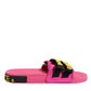 Fuchsia Neoprene Slides Flats Beachwear Shoes