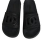 Black Rubber Slides Sandals Beachwear Shoes