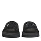 Black Rubber Slides Sandals Beachwear Shoes