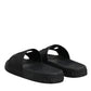 Black Rubber Slides Sandals Beachwear Shoes