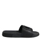 Black Rubber Slides Sandals Beachwear Shoes