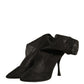 Black Silk Mesh Sock Style Heels Boots Shoes