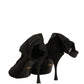 Black Silk Mesh Sock Style Heels Boots Shoes