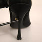 Black Silk Mesh Sock Style Heels Boots Shoes