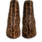 Brown Leopard Leather Stretch Heels Boots Shoes