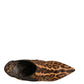 Brown Leopard Leather Stretch Heels Boots Shoes