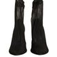 Black Silk Mesh Sock Style Heels Boots Shoes