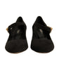 Black Suede Jewelled Mary Jane Pumps Shoes