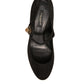 Black Suede Jewelled Mary Jane Pumps Shoes