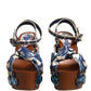 Multicolor Majolica Embellished Wedge Sandals Shoes
