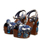 Multicolor Majolica Embellished Wedge Sandals Shoes