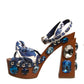 Multicolor Majolica Embellished Wedge Sandals Shoes