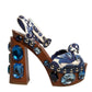 Multicolor Majolica Embellished Wedge Sandals Shoes
