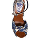 Multicolor Majolica Embellished Wedge Sandals Shoes