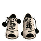 White Black Polka Dot Peep Toe Ankle Boots Shoes