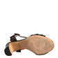 Black Embossed Carnation Heeled Sandals Shoes