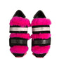 Black Pink Fur Embellished Sneakers Shoes