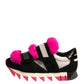 Black Pink Fur Embellished Sneakers Shoes