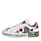White Sequined Crystal Low Top Sneakers Shoes