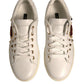 White Leather Gold Red Heart Sneakers Shoes