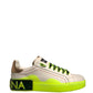 White Yellow Portofino Leather Sneakers Shoes