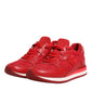 Red Floral Lace Leather Sneakers Shoes