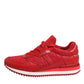 Red Floral Lace Leather Sneakers Shoes