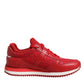 Red Floral Lace Leather Sneakers Shoes