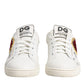 White Leather Heart Embellished Sneakers Shoes