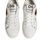 White Leather Heart Embellished Sneakers Shoes