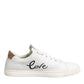 White Leather Heart Embellished Sneakers Shoes