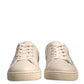 White Suede Leather Low Top Sneakers Shoes