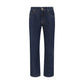 Blue Cotton Straight-Leg Jeans