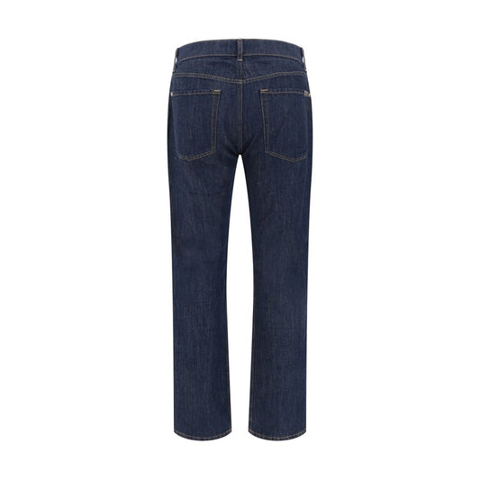 Blue Cotton Straight-Leg Jeans