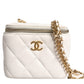 White Matelasse Lambskin Gold Chain Shoulder Vanity Mirror